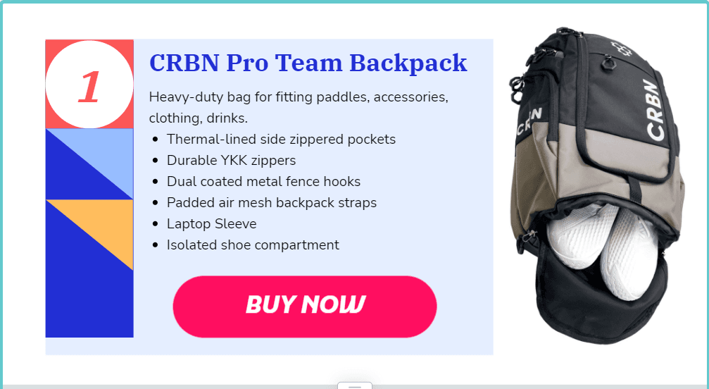 CRBN Pro Team Pickleball Backpack with Shoe Compartment CRBN Pro Team Pickleball Backpack with Shoe Compartment