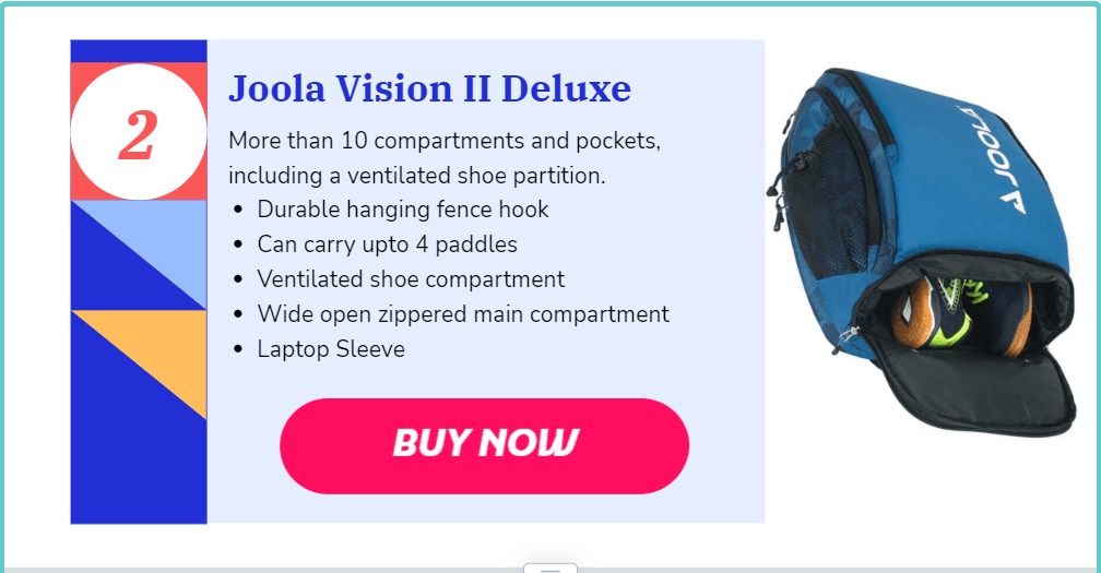 Joola Vision II Pickleball backpack with shoe compartment