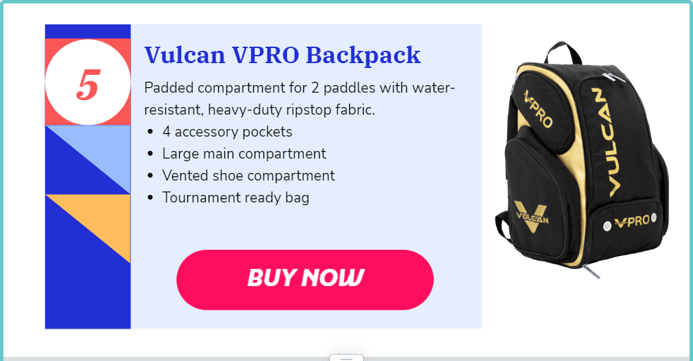 vulcan vpro pickleball backpack with shoe compartment